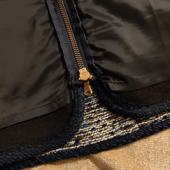 J.Crew Metallic Tweed Blue Rose Gold Zip Mini Skirt, Sz 00 - Picture 5 of 12